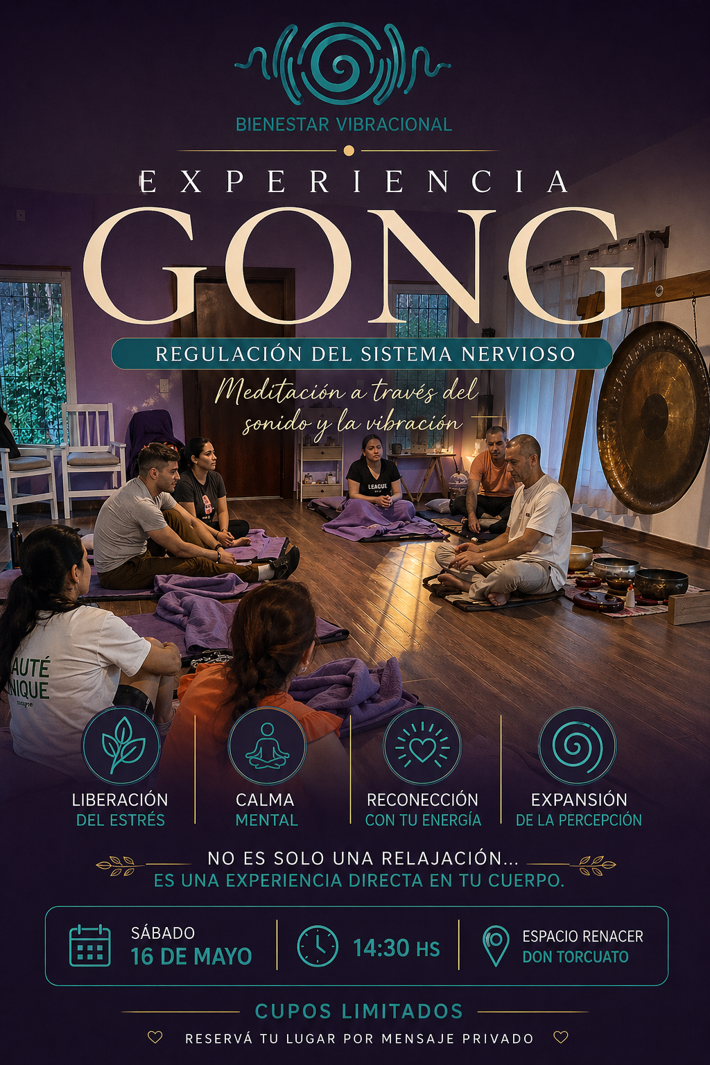 Experiencia Gong 16 de mayo espacio Renacer Don Torcuato