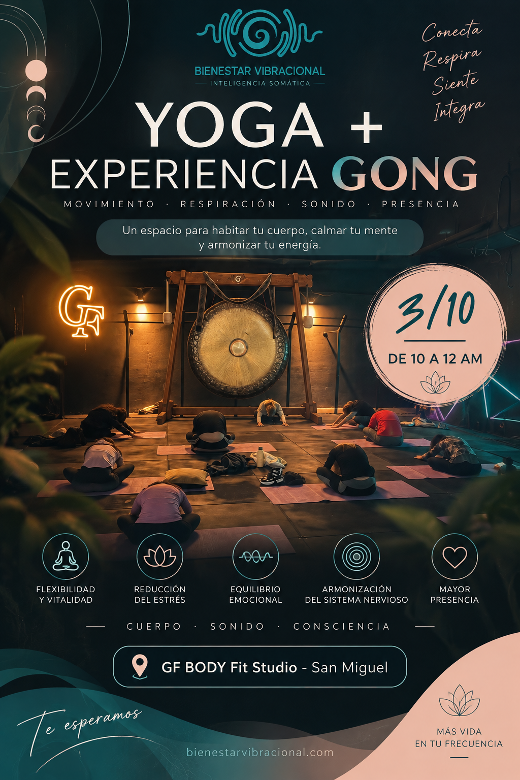 Yoga + Experiencia GONG | GF BODY Fit Studio - San Miguel